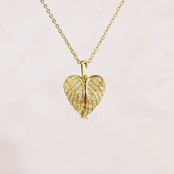 Collar corazón con foto y alas de ángel